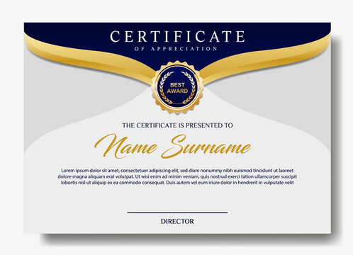 luxurious certificate design template with gold color gradaient