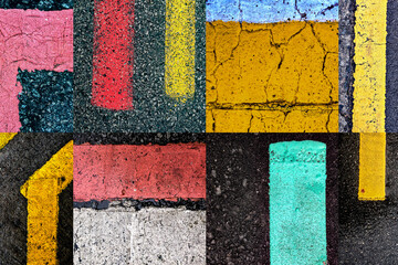 Fototapeta na wymiar Singapore, composition of traffic paint on pavement