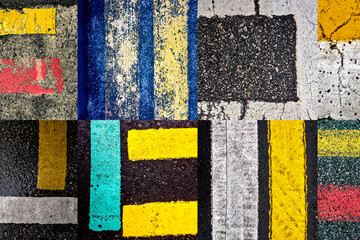 Fototapeta na wymiar Singapore, composition of traffic paint on pavement