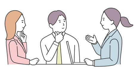 会話をするビジネスパーソン 3人_1