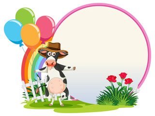 Empty board template with cartoon character