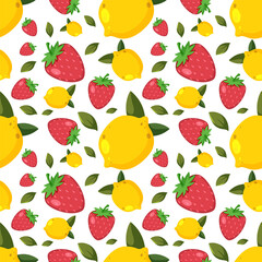 Fototapeta na wymiar Cartoon fruits seamless pattern