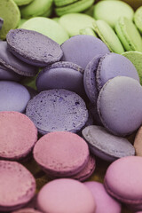 Close up colorful macarons dessert with vintage pastel tones - 512256013