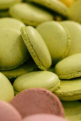 Close up colorful macarons dessert with vintage pastel tones - 512256019