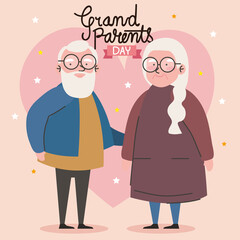 grandparents day lettering with couple