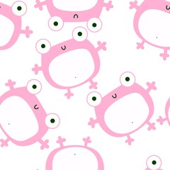 Cartoon seamless kawaii frogs pattern for kids and kindergarten and fabrics and wrapping paper