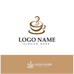 Coffee cup,coffee bean,coffee farm logo Template vector icon illustration  design