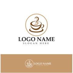 Coffee cup,coffee bean,coffee farm logo Template vector icon illustration  design