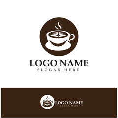 Coffee cup,coffee bean,coffee farm logo Template vector icon illustration  design