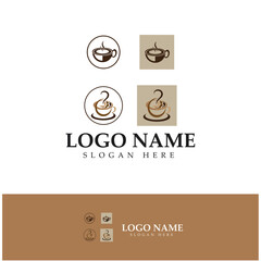 Coffee cup,coffee bean,coffee farm logo Template vector icon illustration  design