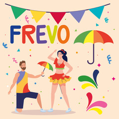 frevo lettering with couple