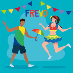 frevo lettering couple celebrating