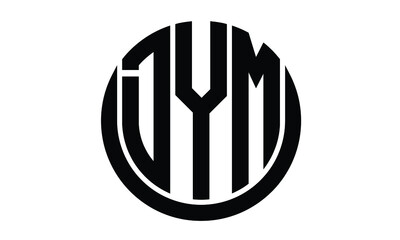 DYM shield in circle logo design vector template. letter mark, wordmark, monogram symbol on white background.	