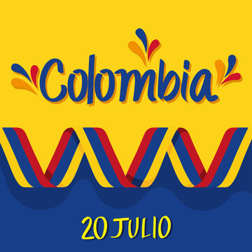 Colombia Independence Day Lettering