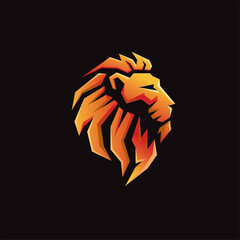 Golden Lion Head mascot vector