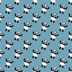 Cartoon seamless kawaii panda pattern for kids and fabrics and textiles and wrapping paper and kindergarten