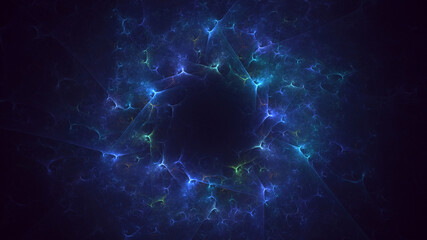 3D rendering abstract multicolor fractal light background