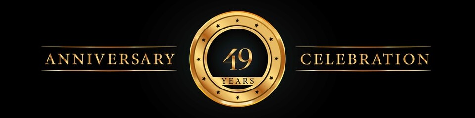 49 years anniversary golden label. Poster Design for anniversary event party, wedding, birthday party, greetings and invitation card. 49 years anniversary celebration design vector.