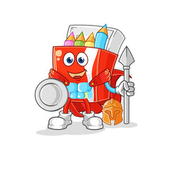 colored pencils spartan character. cartoon mascot vector