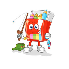 colored pencils fisherman illustration. character vector