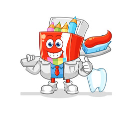 colored pencils dentist illustration. character vector