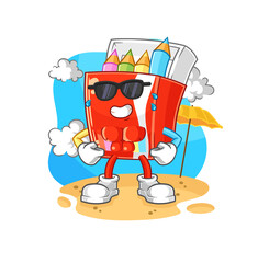 colored pencils sunbathing in summer. character vector