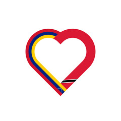 unity concept. heart ribbon icon of venezuela and trinidad flags. vector illustration isolated on black background