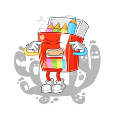 depressed colored pencils character. cartoon vector