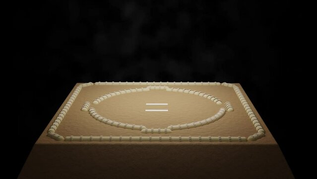 無人の相撲の土俵の回転アニメーション
