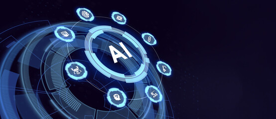 AI Learning and Artificial Intelligence Concept. Business, modern technology, internet and networking concept.
