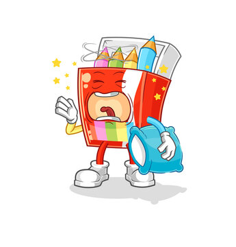 colored pencils yawn character. cartoon mascot vector