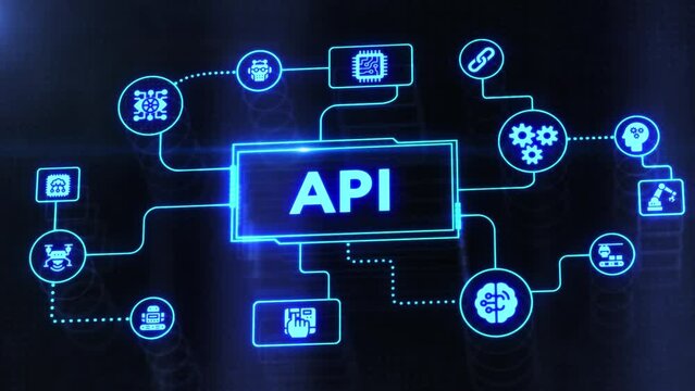 API - Application Programming Interface. Software development tool. Business, modern technology, internet and networking concept.