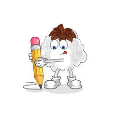 cotton write with pencil. cartoon mascot vector