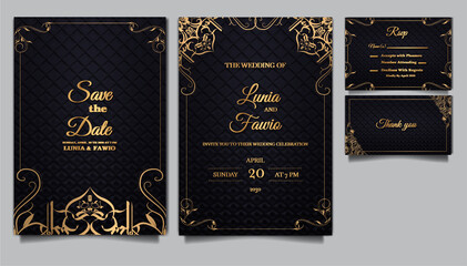 luxury wedding invitation card template design set