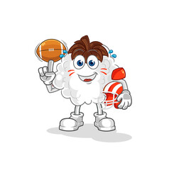 cotton playing rugby character. cartoon mascot vector