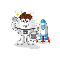 cotton astronaut waving character. cartoon mascot vector