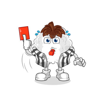 cotton referee with red card illustration. character vector