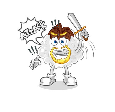 recommend clip art: cotton knights attack with sword. cartoon mascot vector