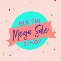 Black Friday Mega Sale Announcement Template Cute Pink Confetti