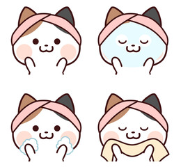 スキンケアをする三毛猫