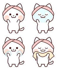 スキンケアをする白猫