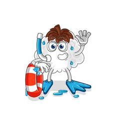 cotton swimmer with buoy mascot. cartoon vector