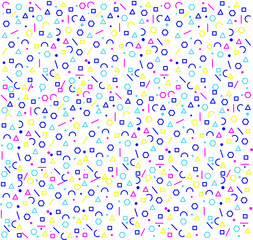 Abstract style seamless pattern. Seamless festive pattern of shiny multicolored confetti.
