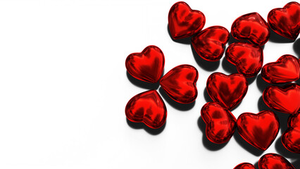 Red Heart on White Background. Love Valentines Day Holiday Thematic Wallpaper. 3d Illustration. Clipping Path Present.