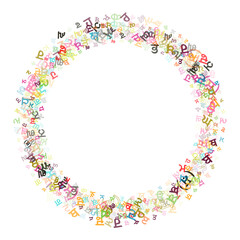 Colorful vector background made from Punjabi Gurmukhi alphabets, scripts, letters or characters in flat style.