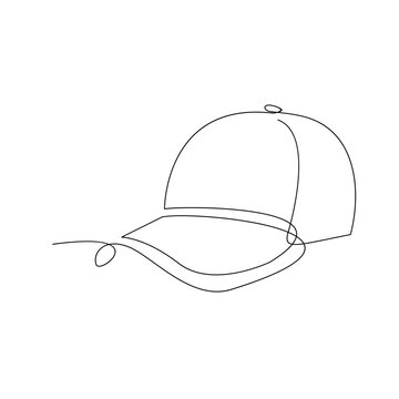 hat cap one line, single line, continuous line drawing isolated on white background