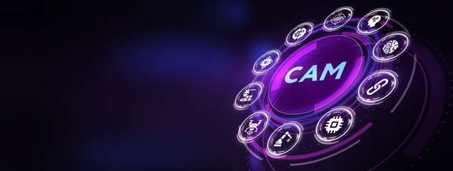 CAM Computer-aided manufacturing industrial technology automation concept.