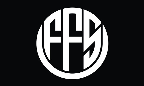 FFS shield in circle logo design vector template. letter mark, wordmark, monogram symbol on white background.