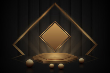 Luxury golden rectangle podium background.
