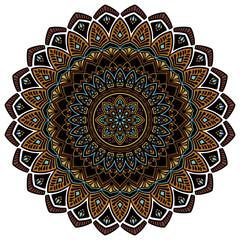 マンダラアート(オリエンタル、幾何学模様、花)